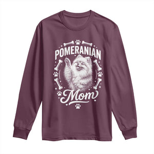 Vintage Pom Dog Mom Long Sleeve Shirt Pomeranian Lover Gift TS12 Maroon Print Your Wear