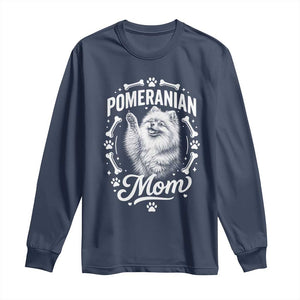 Vintage Pom Dog Mom Long Sleeve Shirt Pomeranian Lover Gift TS12 Navy Print Your Wear