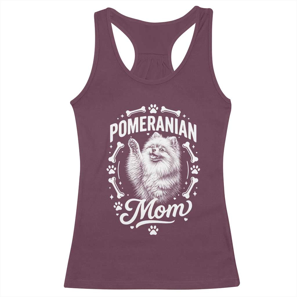 Vintage Pom Dog Mom Racerback Tank Top Pomeranian Lover Gift TS12 Maroon Print Your Wear
