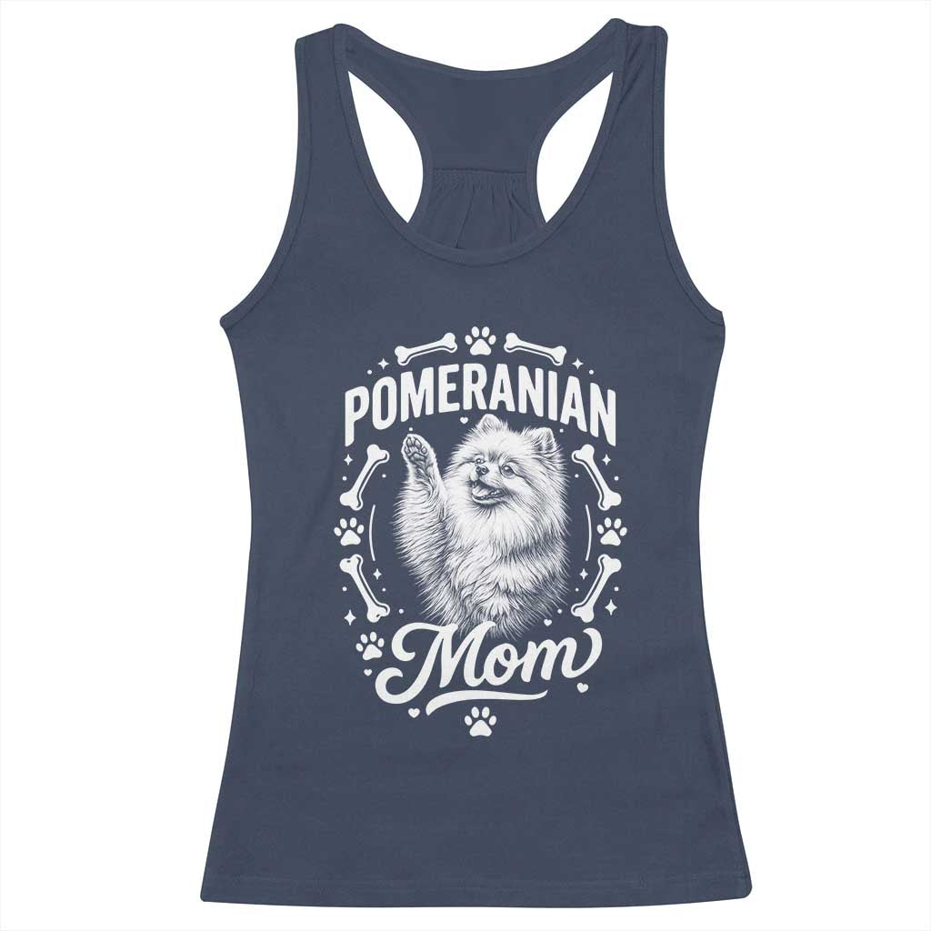 Vintage Pom Dog Mom Racerback Tank Top Pomeranian Lover Gift TS12 Navy Print Your Wear
