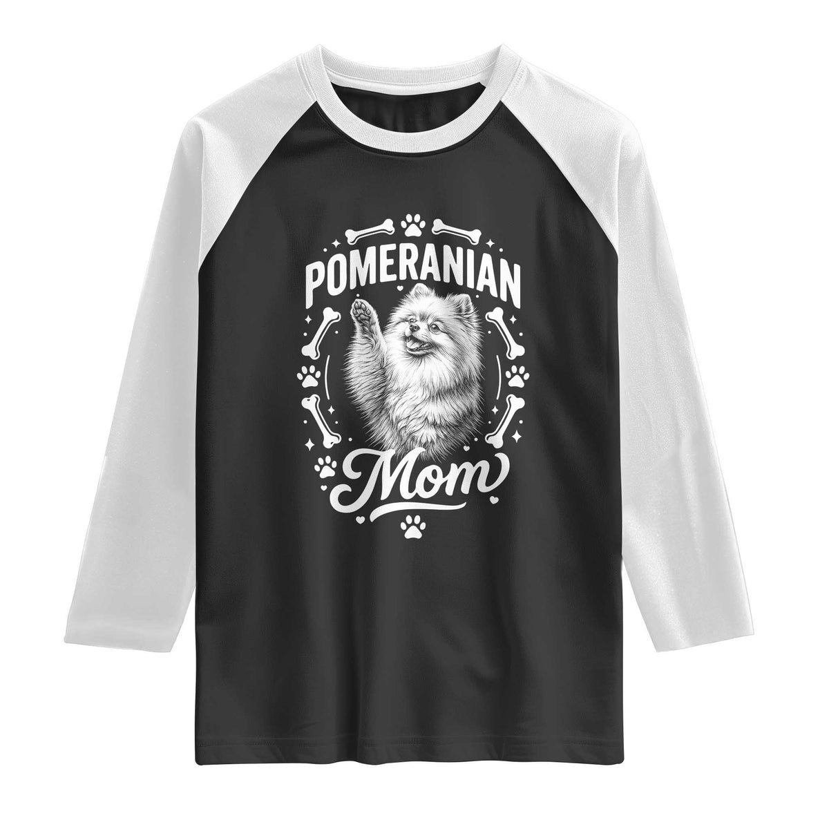 Vintage Pom Dog Mom Raglan Shirt Pomeranian Lover Gift TS12 Black White Print Your Wear