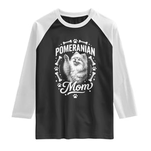 Vintage Pom Dog Mom Raglan Shirt Pomeranian Lover Gift TS12 Black White Print Your Wear