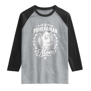 Vintage Pom Dog Mom Raglan Shirt Pomeranian Lover Gift TS12 Heather Gray Black Print Your Wear