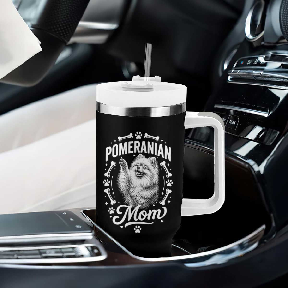 Vintage Pom Dog Mom Tumbler With Handle Pomeranian Lover Gift TS12 Print Your Wear