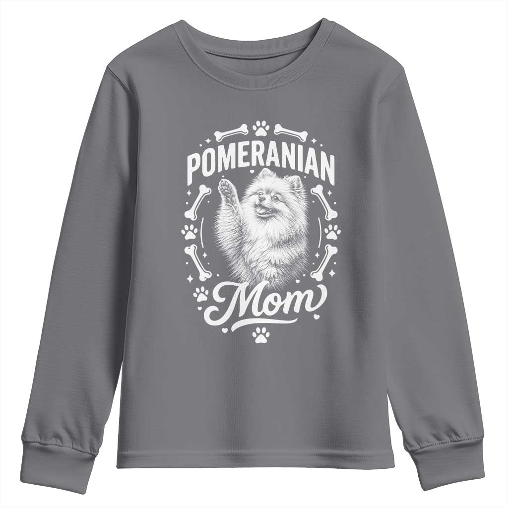 Vintage Pom Dog Mom Youth Sweatshirt Pomeranian Lover Gift TS12 Charcoal Print Your Wear