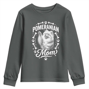 Vintage Pom Dog Mom Youth Sweatshirt Pomeranian Lover Gift TS12 Dark Heather Print Your Wear