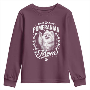 Vintage Pom Dog Mom Youth Sweatshirt Pomeranian Lover Gift TS12 Maroon Print Your Wear
