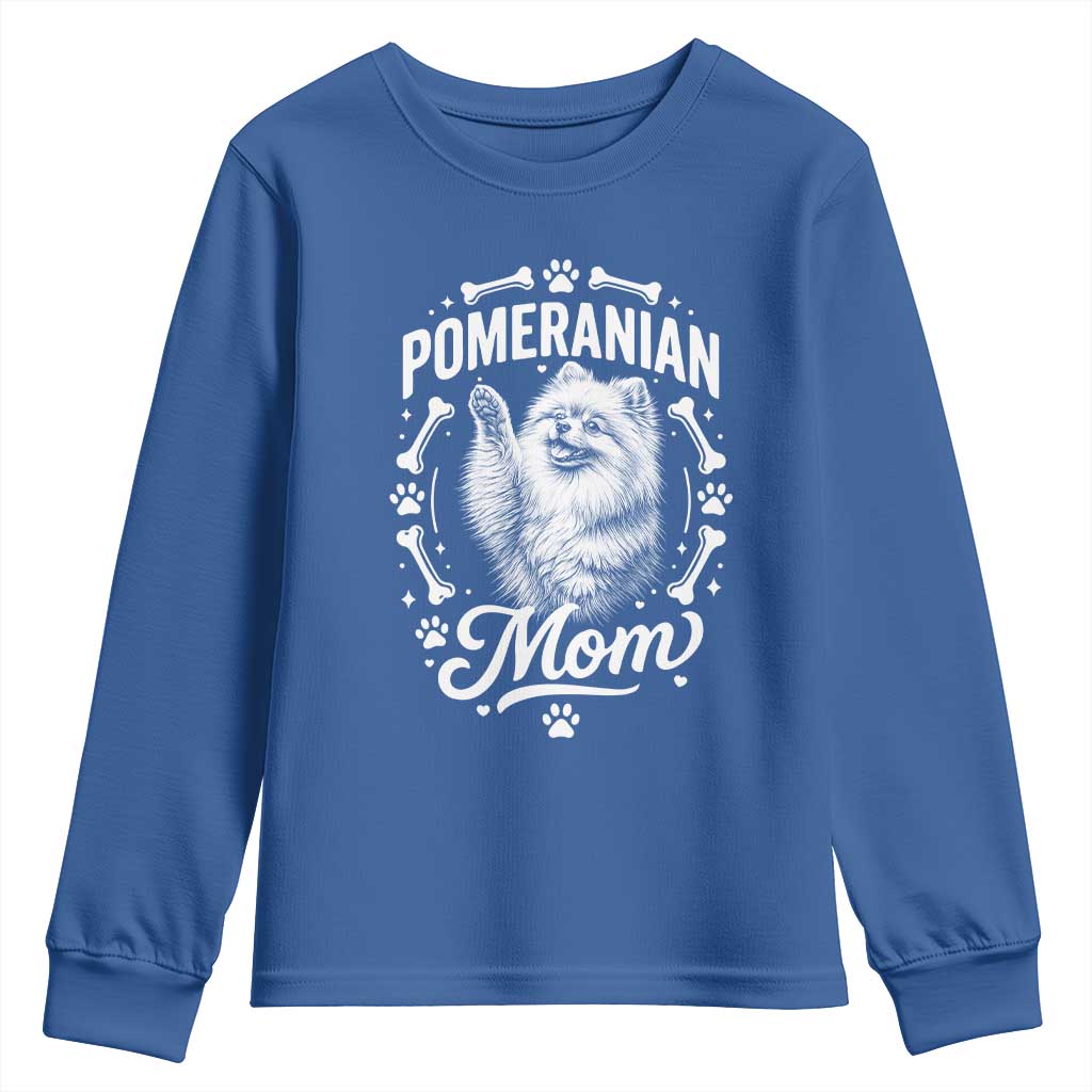 Vintage Pom Dog Mom Youth Sweatshirt Pomeranian Lover Gift TS12 Royal Blue Print Your Wear