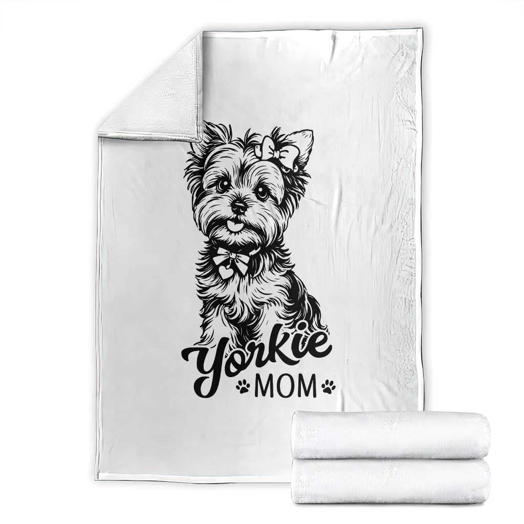 Yorkshire Terrier Mom Throw Blanket Cute Yorkie Mama Puppy Gift TS12 White Print Your Wear
