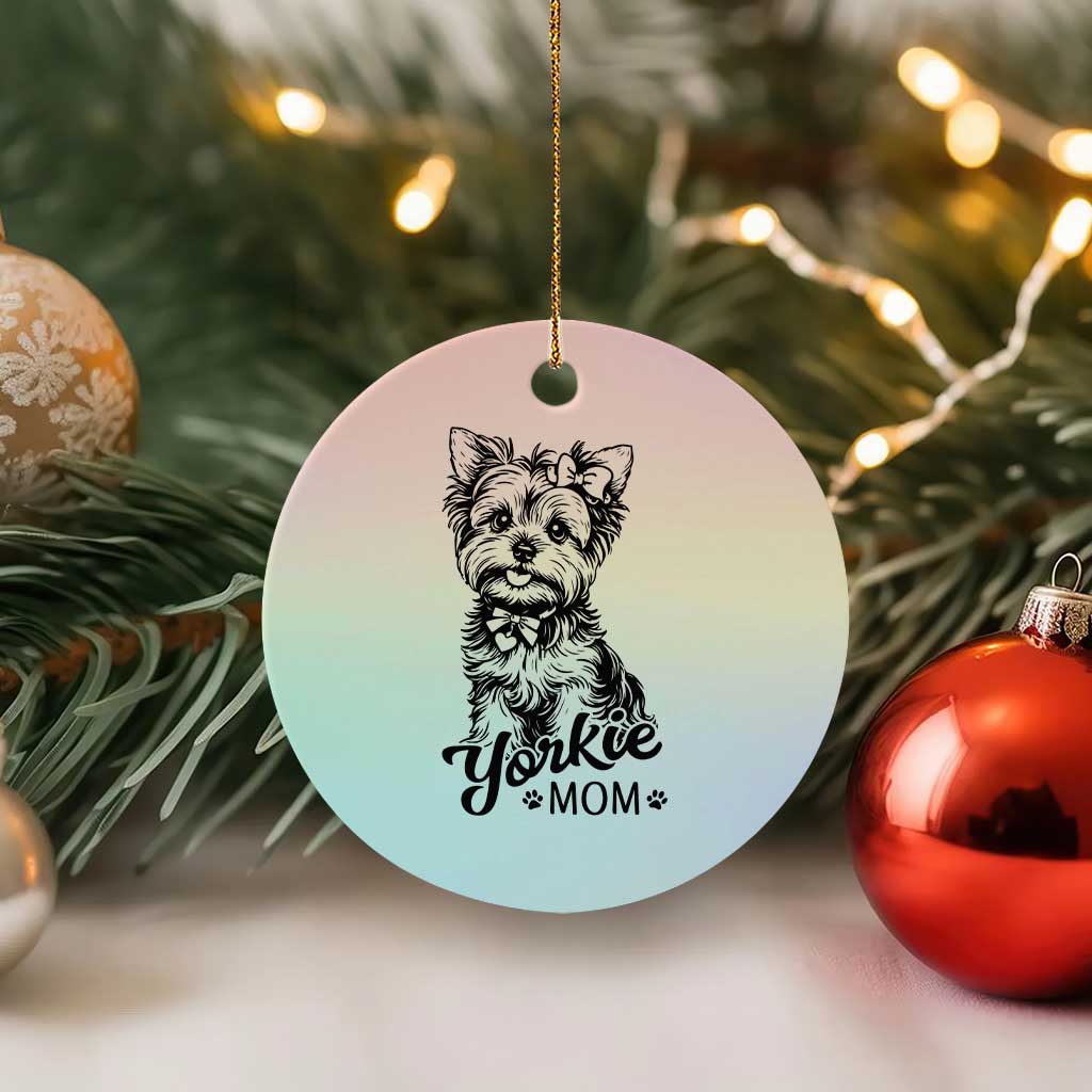 Yorkshire Terrier Mom Ceramic Ornament Cute Yorkie Mama Puppy Gift TS12 1pc Pastel Print Your Wear