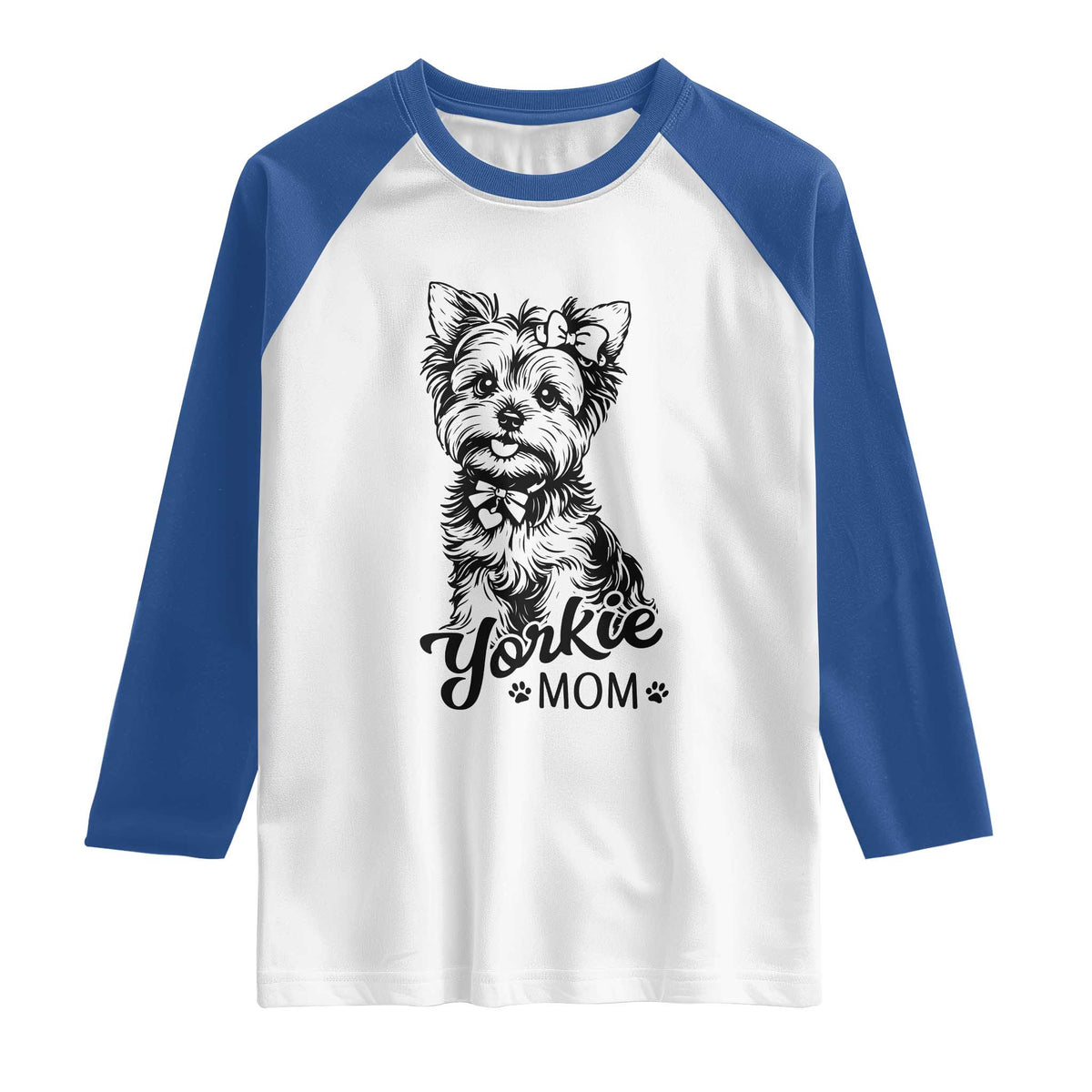 Yorkshire Terrier Mom Raglan Shirt Cute Yorkie Mama Puppy Gift TS12 White Royal Print Your Wear