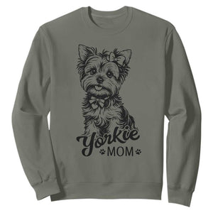 Yorkshire Terrier Mom Sweatshirt Cute Yorkie Mama Puppy Gift TS12 Military Green Print Your Wear