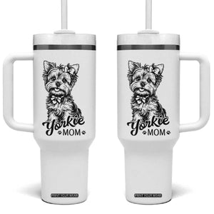 Yorkshire Terrier Mom Tumbler With Handle Cute Yorkie Mama Puppy Gift TS12 One Size: 40 oz White Print Your Wear