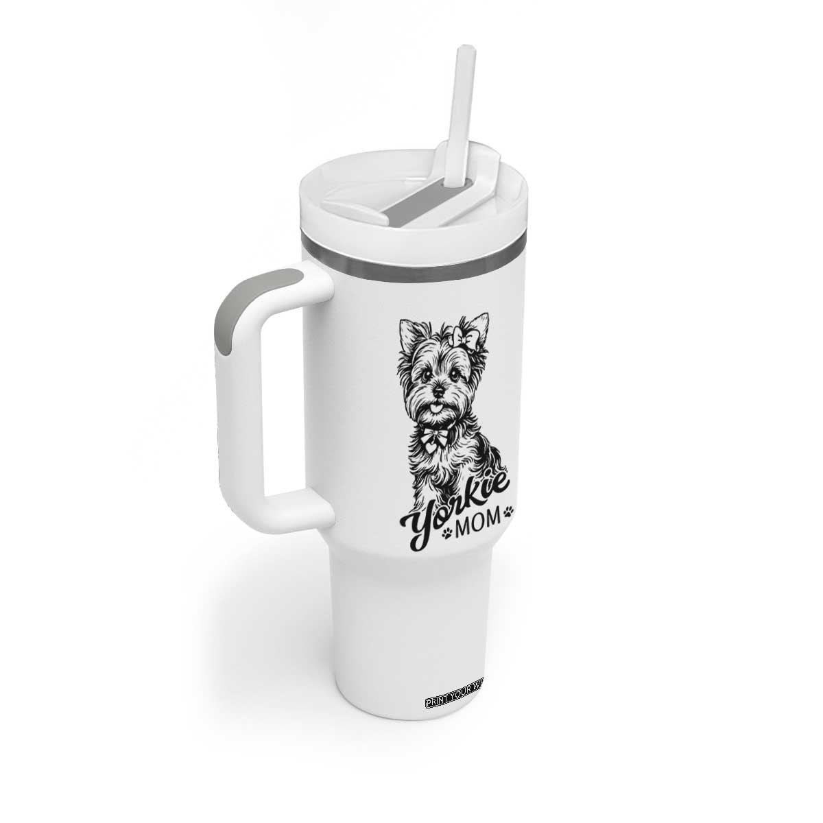 Yorkshire Terrier Mom Tumbler With Handle Cute Yorkie Mama Puppy Gift TS12 Print Your Wear