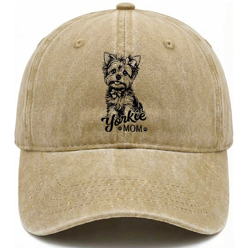 Yorkshire Terrier Mom Washed Cotton Baseball Cap Cute Yorkie Mama Puppy Gift TS12 Print Your Wear