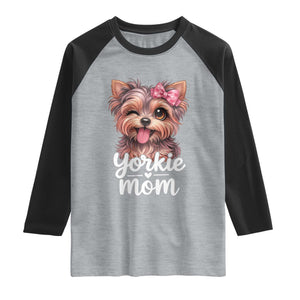 Yorkshire Terrier Dog Mom Raglan Shirt Cute Yorkie Puppy Gift TS12 Heather Gray Black Print Your Wear