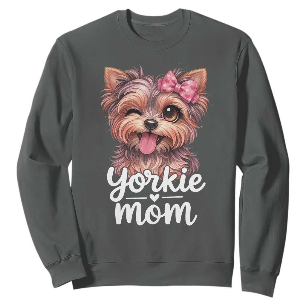 Yorkshire Terrier Dog Mom Sweatshirt Cute Yorkie Puppy Gift TS12 Dark Heather Print Your Wear