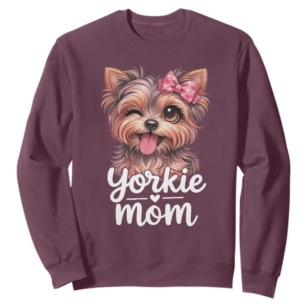 Yorkshire Terrier Dog Mom Sweatshirt Cute Yorkie Puppy Gift TS12 Maroon Print Your Wear
