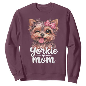 Yorkshire Terrier Dog Mom Sweatshirt Cute Yorkie Puppy Gift TS12 Maroon Print Your Wear