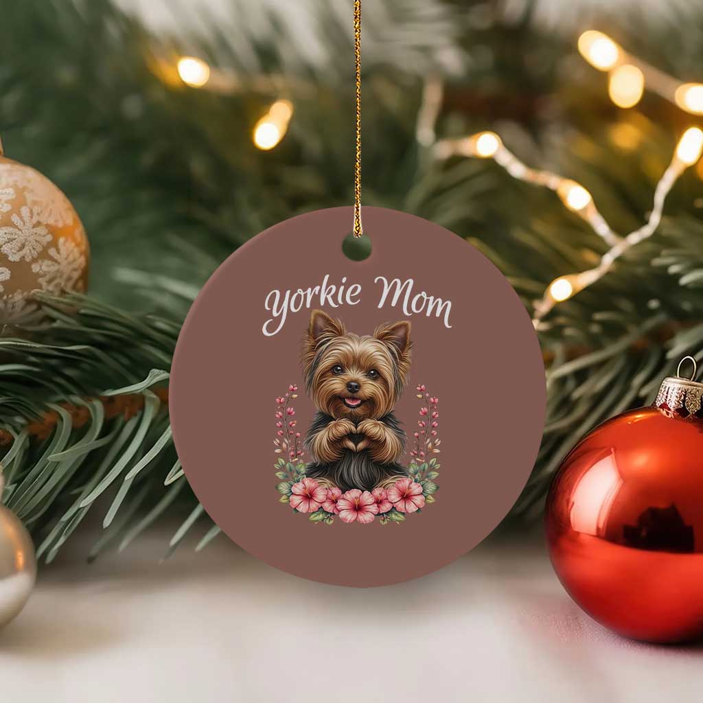 Cute Yorkie Mama Ceramic Ornament Yorkshire Terrier Dog Lover TS12 1pc Mocha Print Your Wear