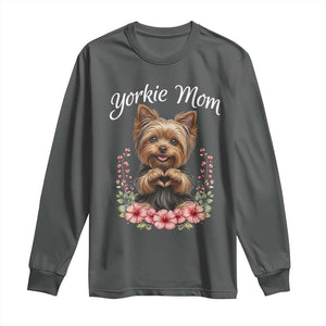 Cute Yorkie Mama Long Sleeve Shirt Yorkshire Terrier Dog Lover TS12 Dark Heather Print Your Wear