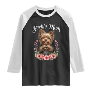Cute Yorkie Mama Raglan Shirt Yorkshire Terrier Dog Lover TS12 Black White Print Your Wear