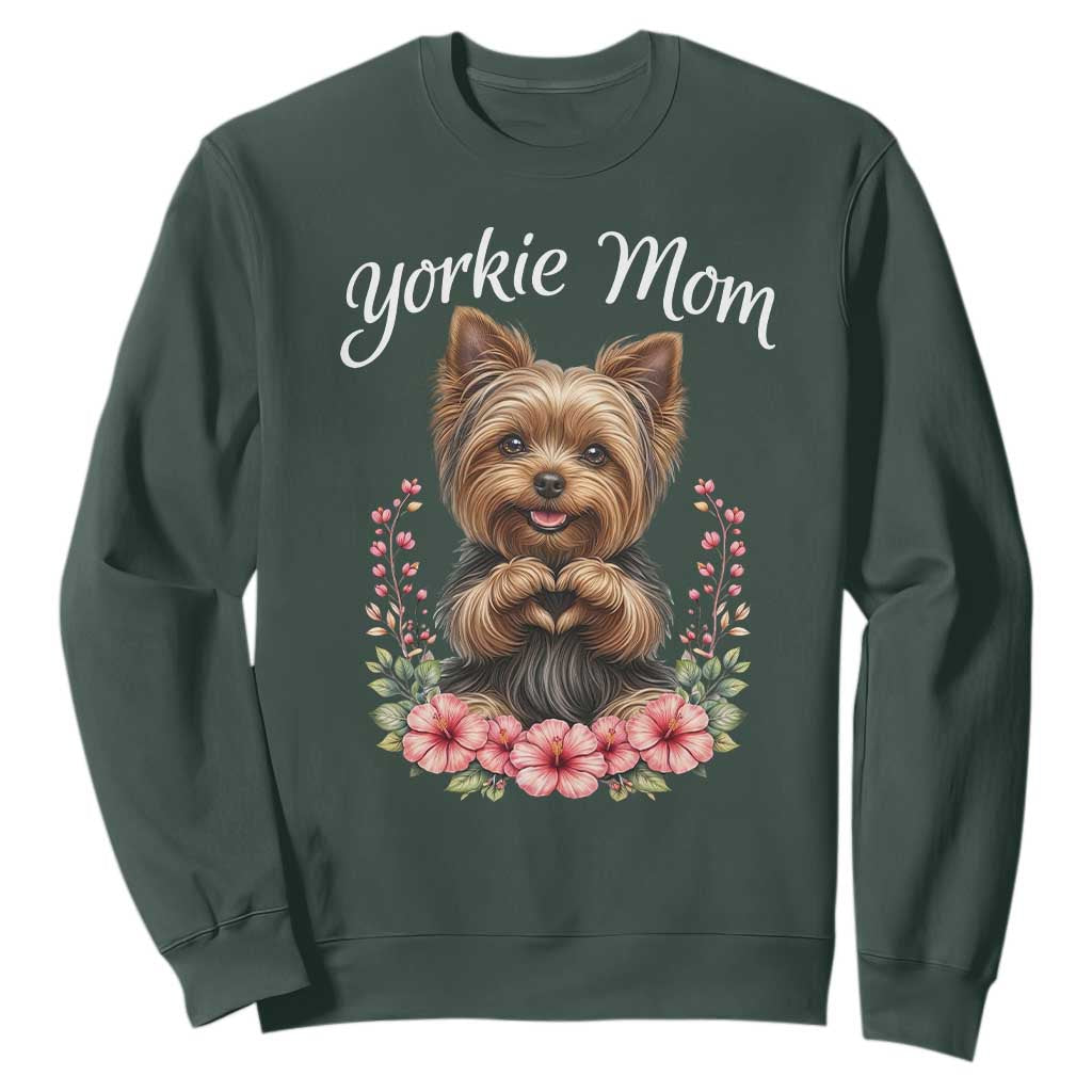 Cute Yorkie Mama Sweatshirt Yorkshire Terrier Dog Lover TS12 Dark Forest Green Print Your Wear
