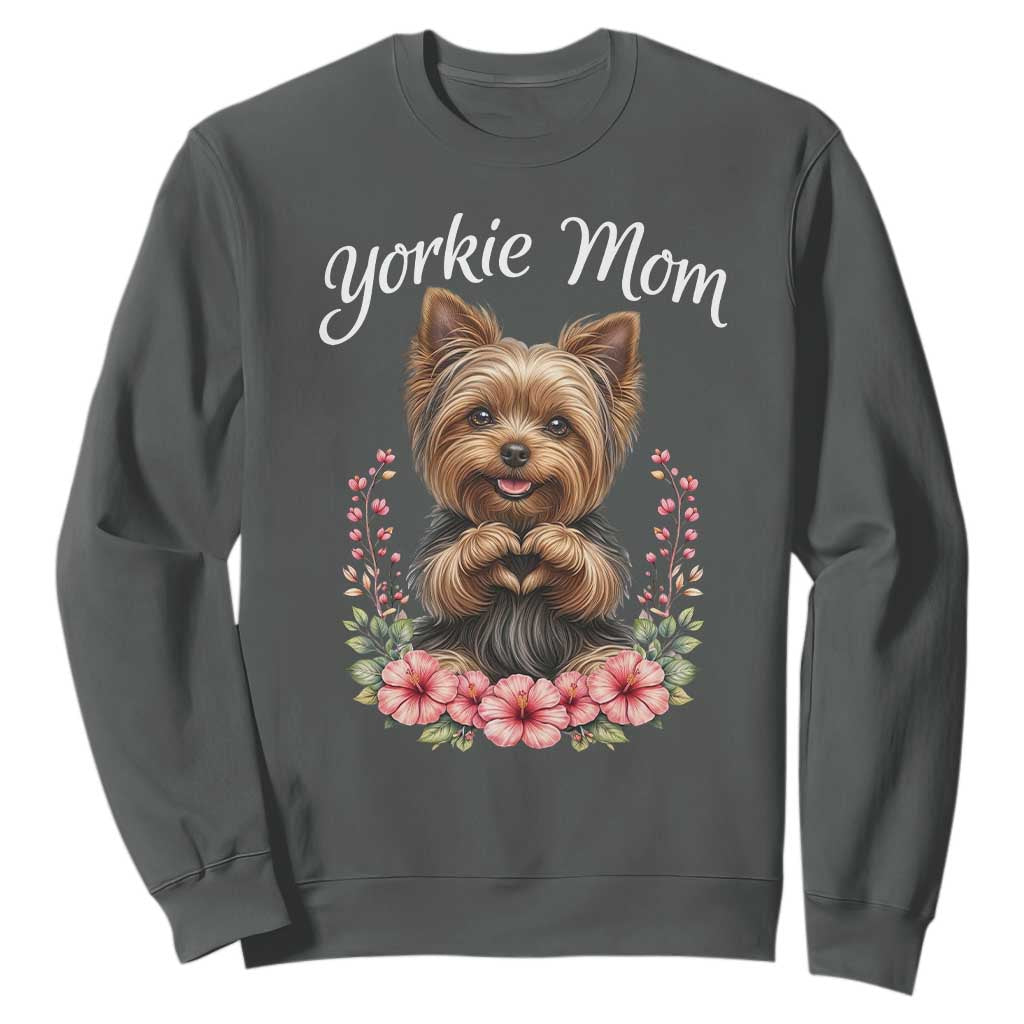 Cute Yorkie Mama Sweatshirt Yorkshire Terrier Dog Lover TS12 Dark Heather Print Your Wear