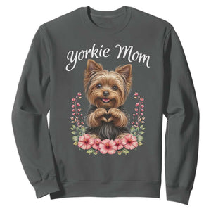 Cute Yorkie Mama Sweatshirt Yorkshire Terrier Dog Lover TS12 Dark Heather Print Your Wear