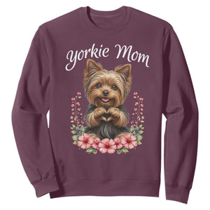 Cute Yorkie Mama Sweatshirt Yorkshire Terrier Dog Lover TS12 Maroon Print Your Wear