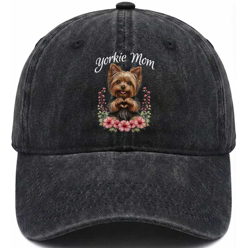 Cute Yorkie Mama Washed Cotton Baseball Cap Yorkshire Terrier Dog Lover TS12 Print Your Wear