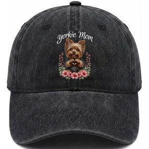 Cute Yorkie Mama Washed Cotton Baseball Cap Yorkshire Terrier Dog Lover TS12 Print Your Wear