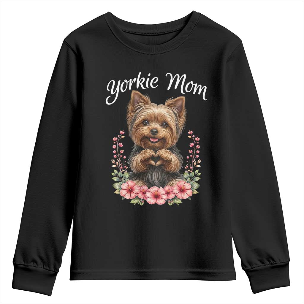 Cute Yorkie Mama Youth Sweatshirt Yorkshire Terrier Dog Lover TS12 Black Print Your Wear