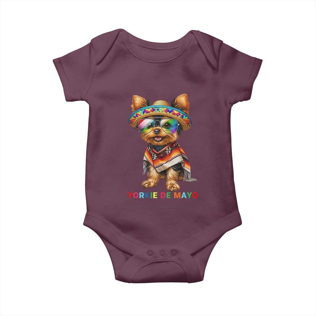 Yorkie De Mayo Baby Onesie Cinco De Mayo Dog Lover TS12 Maroon Print Your Wear