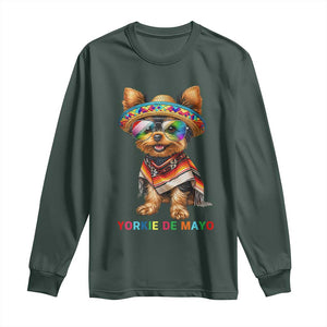 Yorkie De Mayo Long Sleeve Shirt Cinco De Mayo Dog Lover TS12 Dark Forest Green Print Your Wear