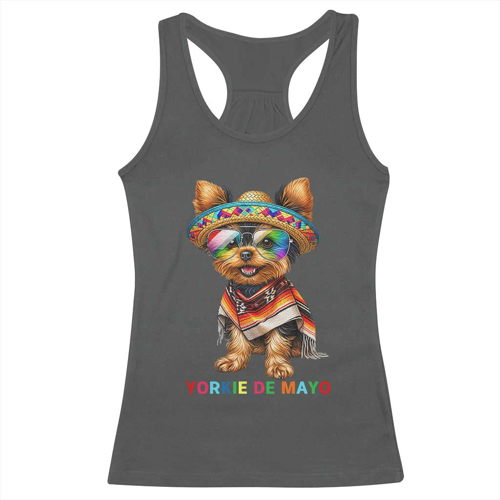 Yorkie De Mayo Racerback Tank Top Cinco De Mayo Dog Lover TS12 Dark Heather Print Your Wear