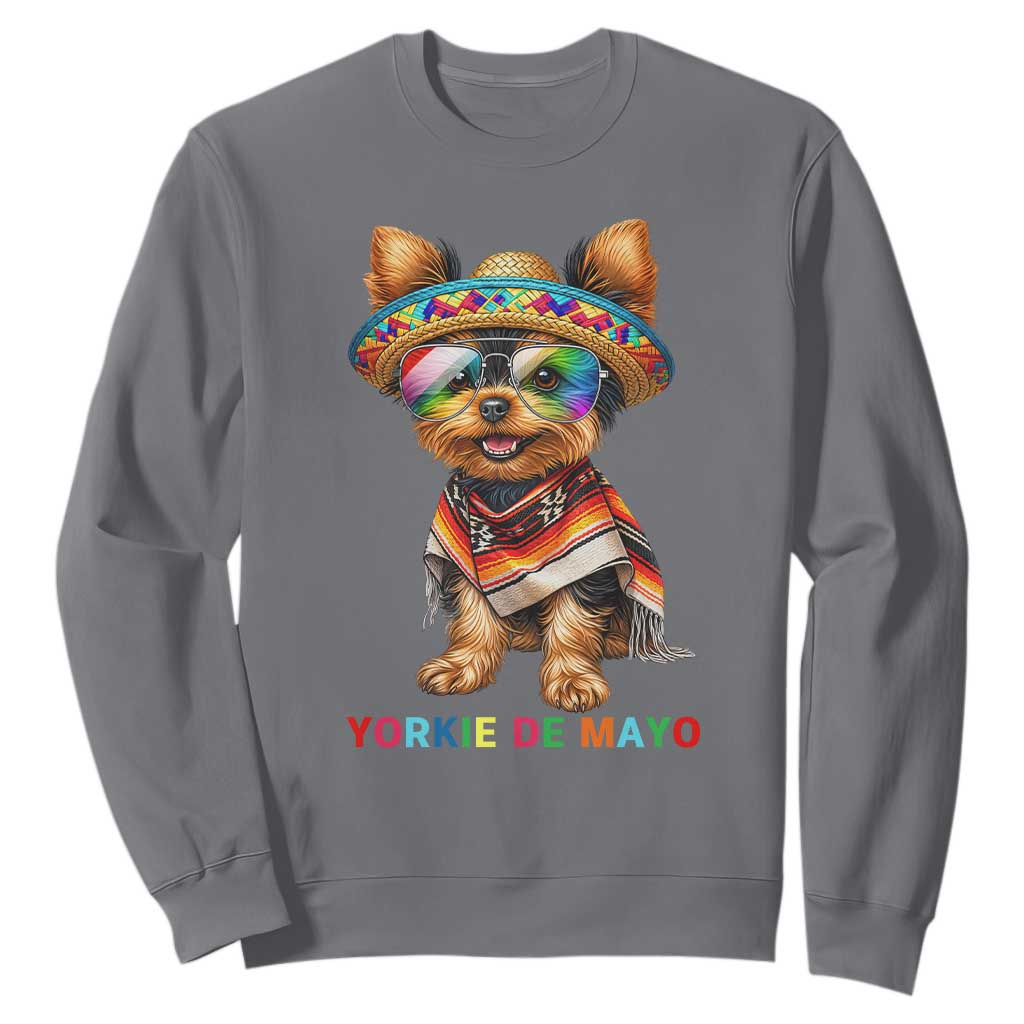 Yorkie De Mayo Sweatshirt Cinco De Mayo Dog Lover TS12 Charcoal Print Your Wear