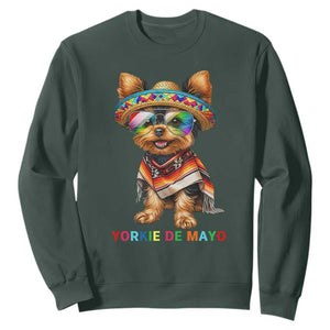 Yorkie De Mayo Sweatshirt Cinco De Mayo Dog Lover TS12 Dark Forest Green Print Your Wear