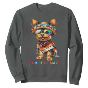 Yorkie De Mayo Sweatshirt Cinco De Mayo Dog Lover TS12 Dark Heather Print Your Wear