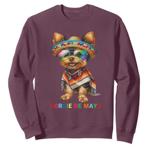 Yorkie De Mayo Sweatshirt Cinco De Mayo Dog Lover TS12 Maroon Print Your Wear