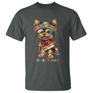 Yorkie De Mayo T Shirt Cinco De Mayo Dog Lover TS12 Dark Heather Print Your Wear