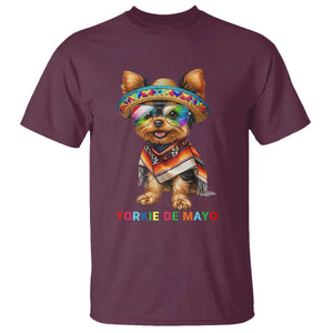 Yorkie De Mayo T Shirt Cinco De Mayo Dog Lover TS12 Maroon Print Your Wear