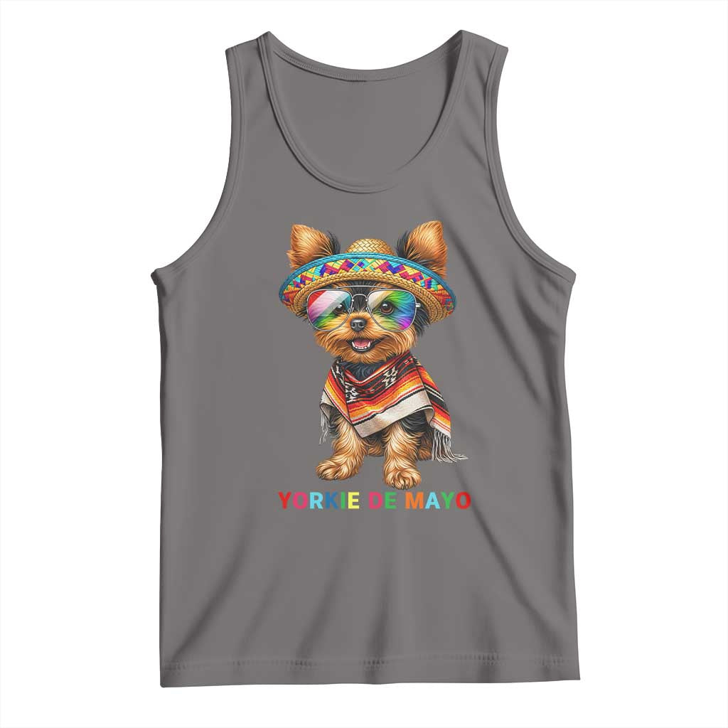 Yorkie De Mayo Tank Top Cinco De Mayo Dog Lover TS12 Deep Heather Print Your Wear
