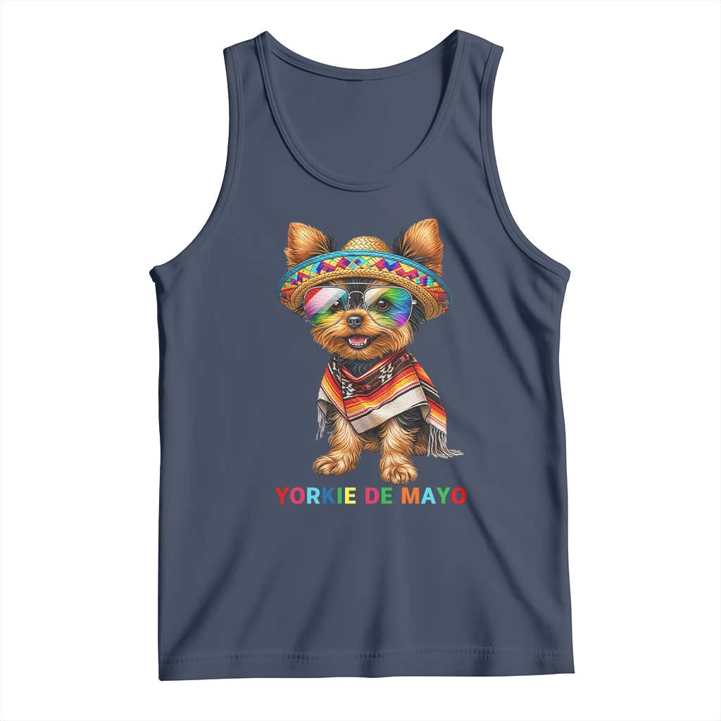 Yorkie De Mayo Tank Top Cinco De Mayo Dog Lover TS12 Navy Print Your Wear