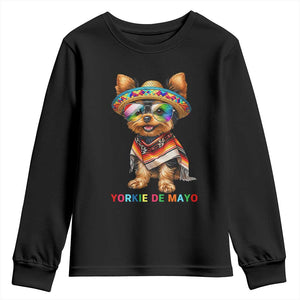 Yorkie De Mayo Youth Sweatshirt Cinco De Mayo Dog Lover TS12 Black Print Your Wear