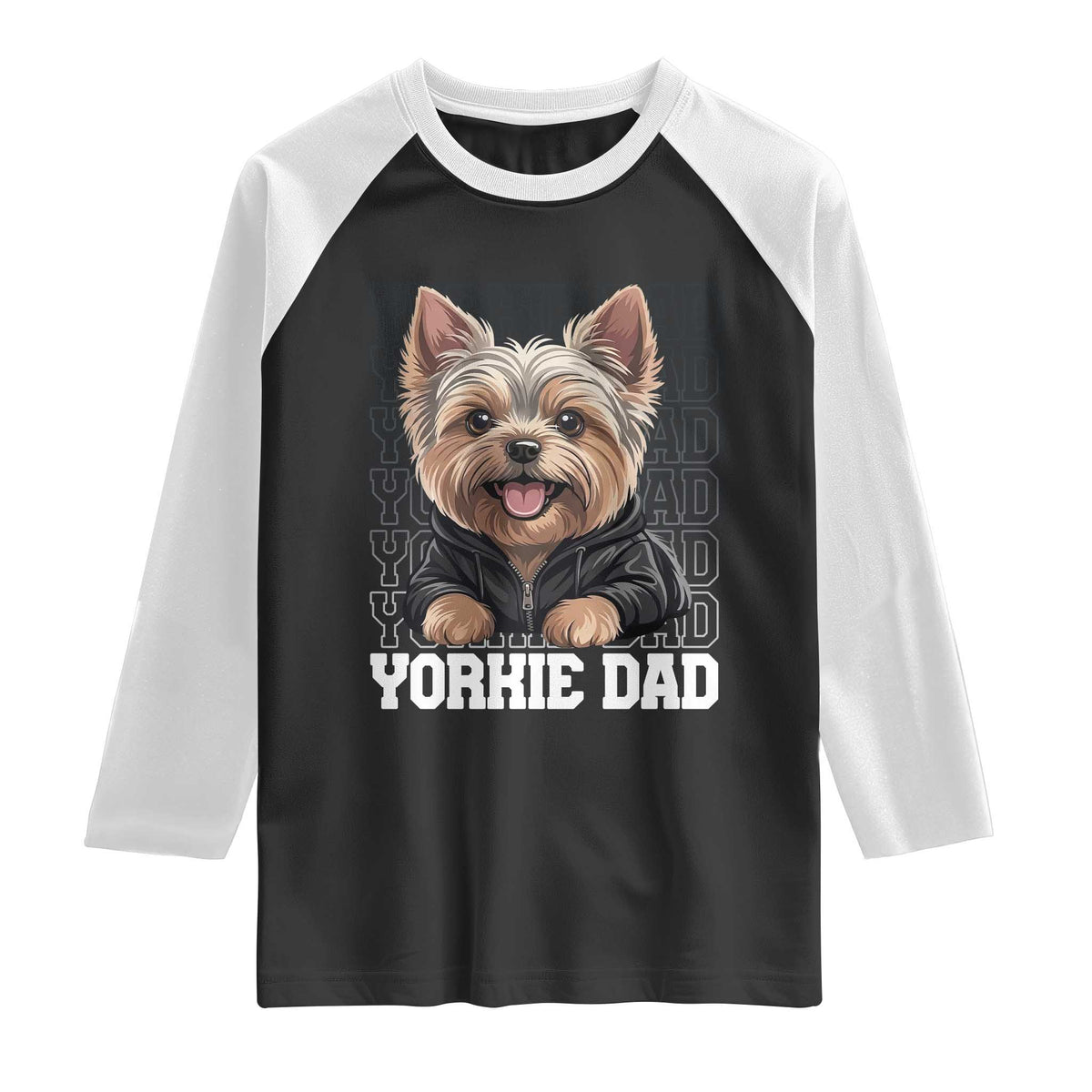 Proud Yorkshire Terrier Dad Raglan Shirt Fathers Day Dog Lover Gift TS12 Black White Print Your Wear