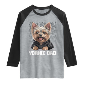 Proud Yorkshire Terrier Dad Raglan Shirt Fathers Day Dog Lover Gift TS12 Heather Gray Black Print Your Wear