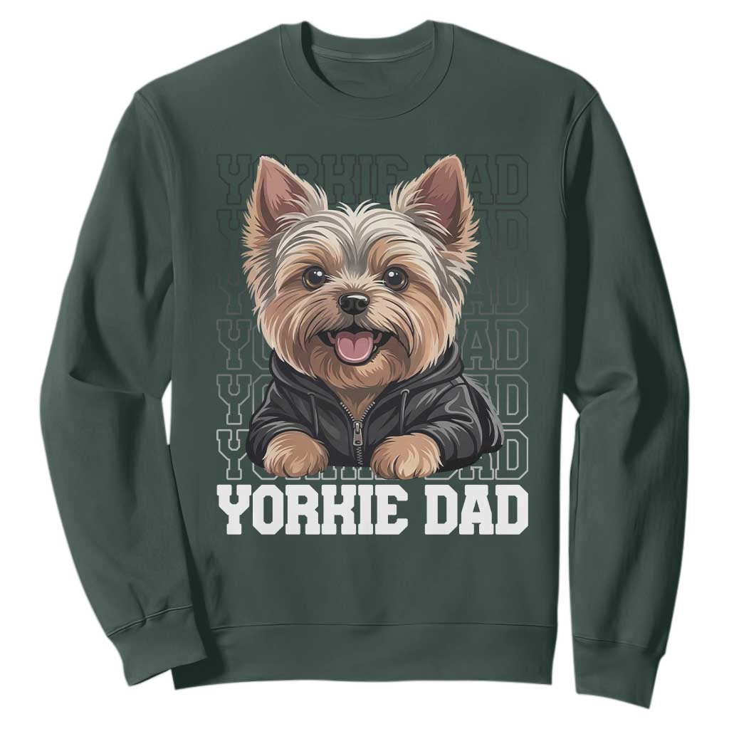 Proud Yorkshire Terrier Dad Sweatshirt Fathers Day Dog Lover Gift TS12 Dark Forest Green Print Your Wear