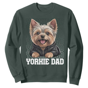 Proud Yorkshire Terrier Dad Sweatshirt Fathers Day Dog Lover Gift TS12 Dark Forest Green Print Your Wear