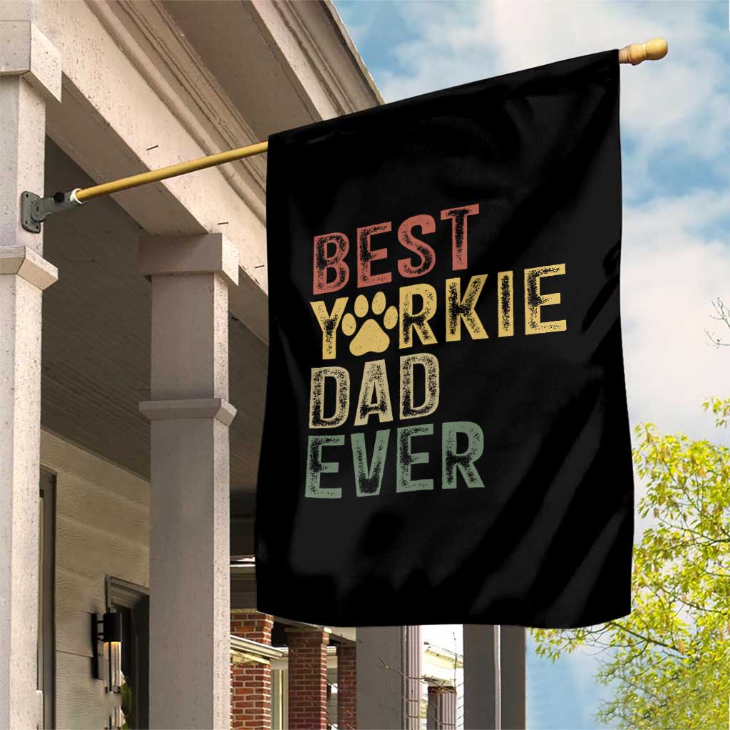 Best Yorkie Dad Ever Garden Flag Retro Vintage Yorkshire Terrier Gift TS12 Print Your Wear